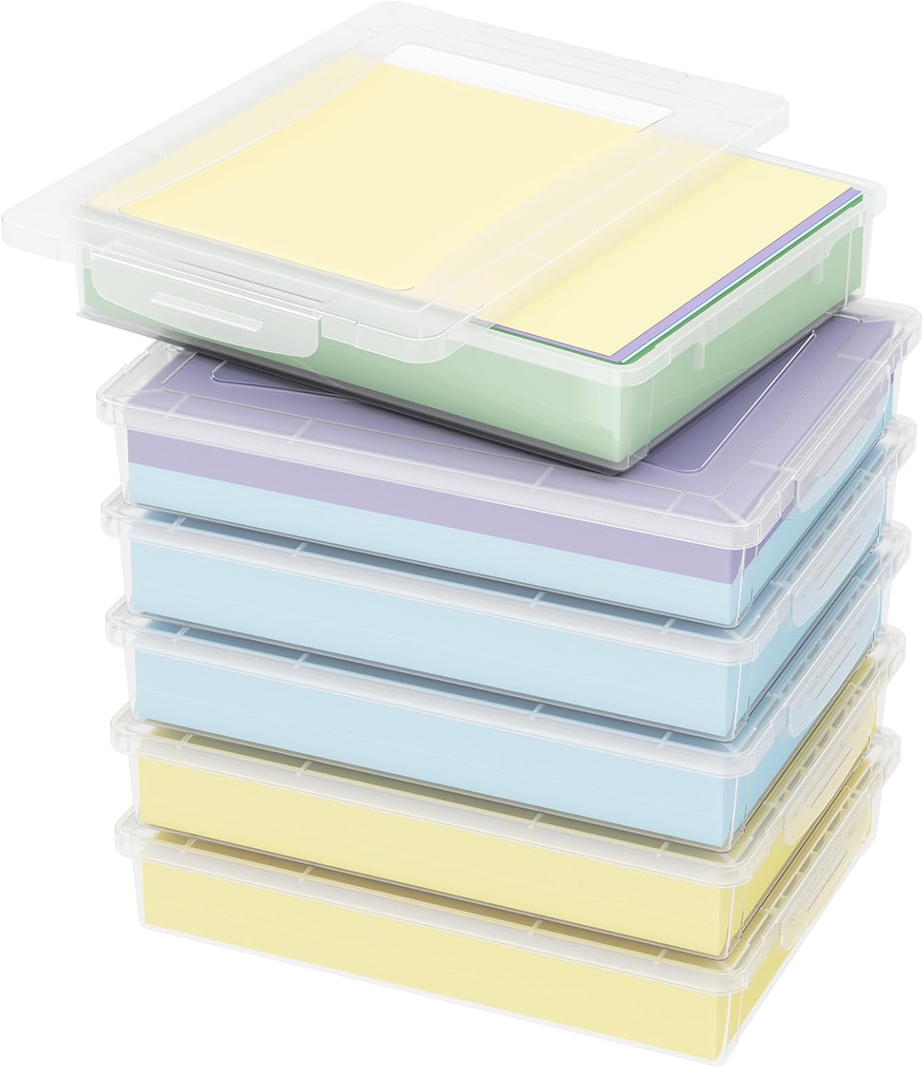 Detalle de Lifewit 23046 opbergdozen voor A4-papier, 6 stuks, stapelbaar en met klikdeksel