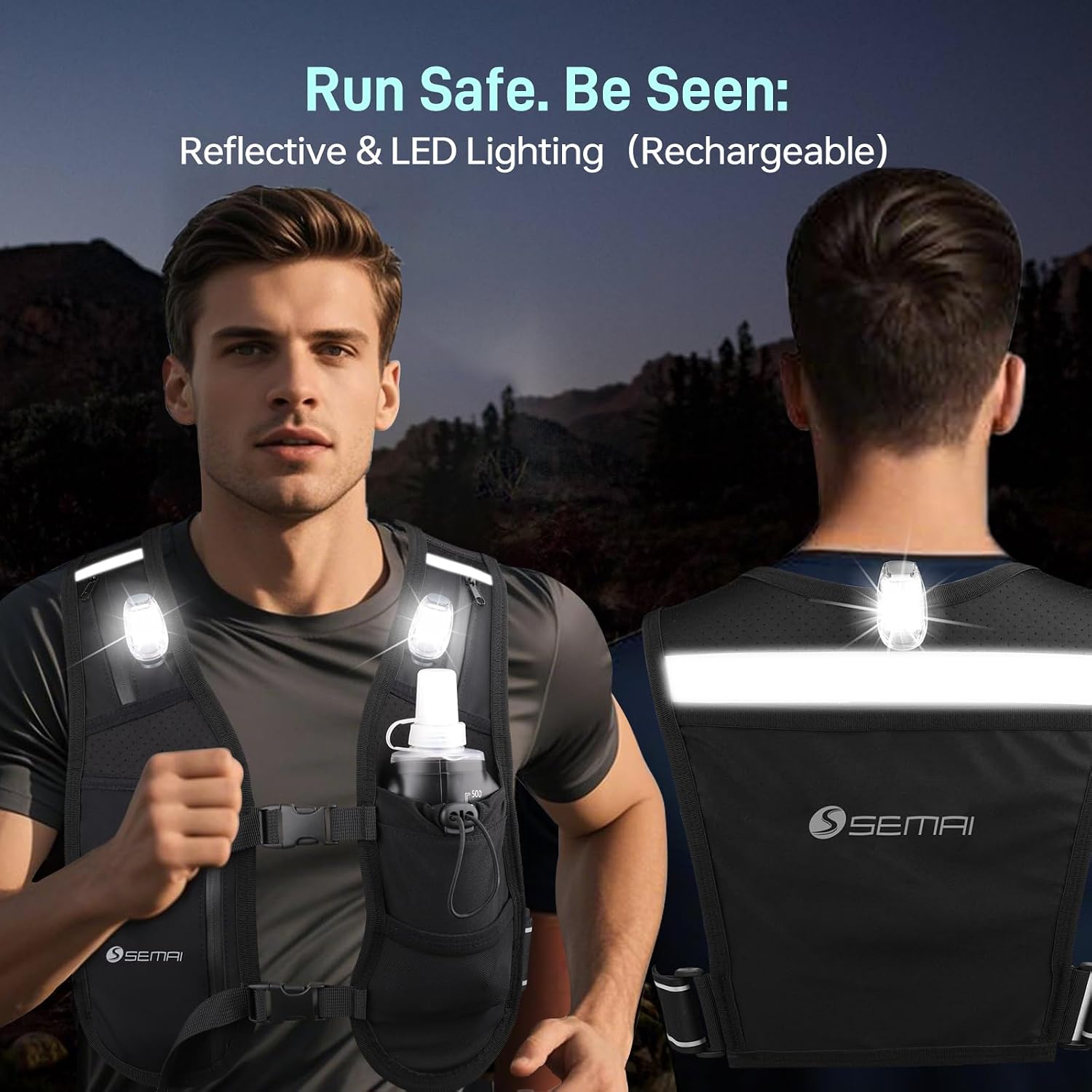 Detalle de semai LED Running Vest 500 ml hydration vest 🏃♀