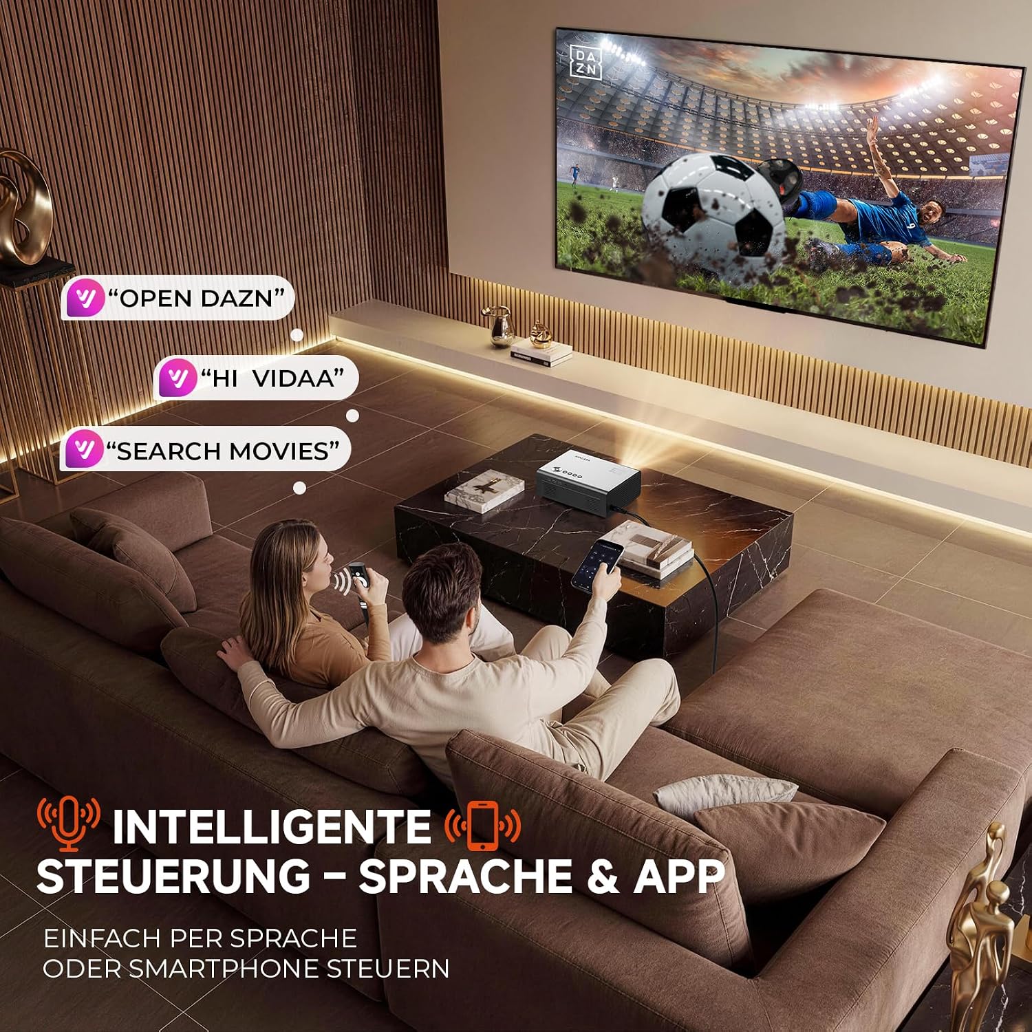 Detalle 2 de 4K Smart Beamer mit VIDAA von KOGATA – Auto-Fokus, AirPlay, HDR10+, WiFi 6, Dolby Audio