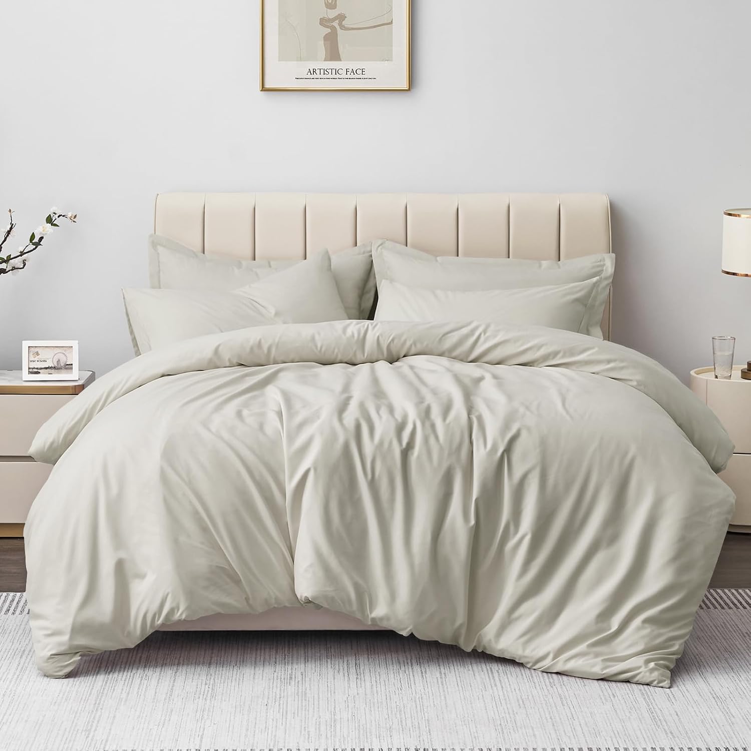 Detalle de Aisbo King Size Duvet Cover Set Beige