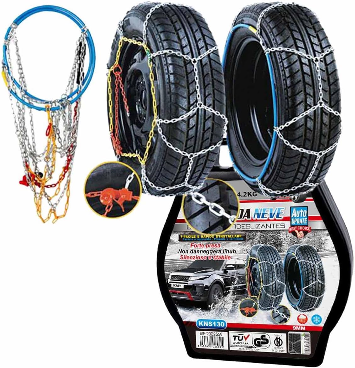 Detalle de Catene Da Neve 245/60R15 – 245/60R16 – 235/70R15, 245/55R16, 235/60R16, 225/65R16, 215/70R16: compatibilità e uso su strade innevate