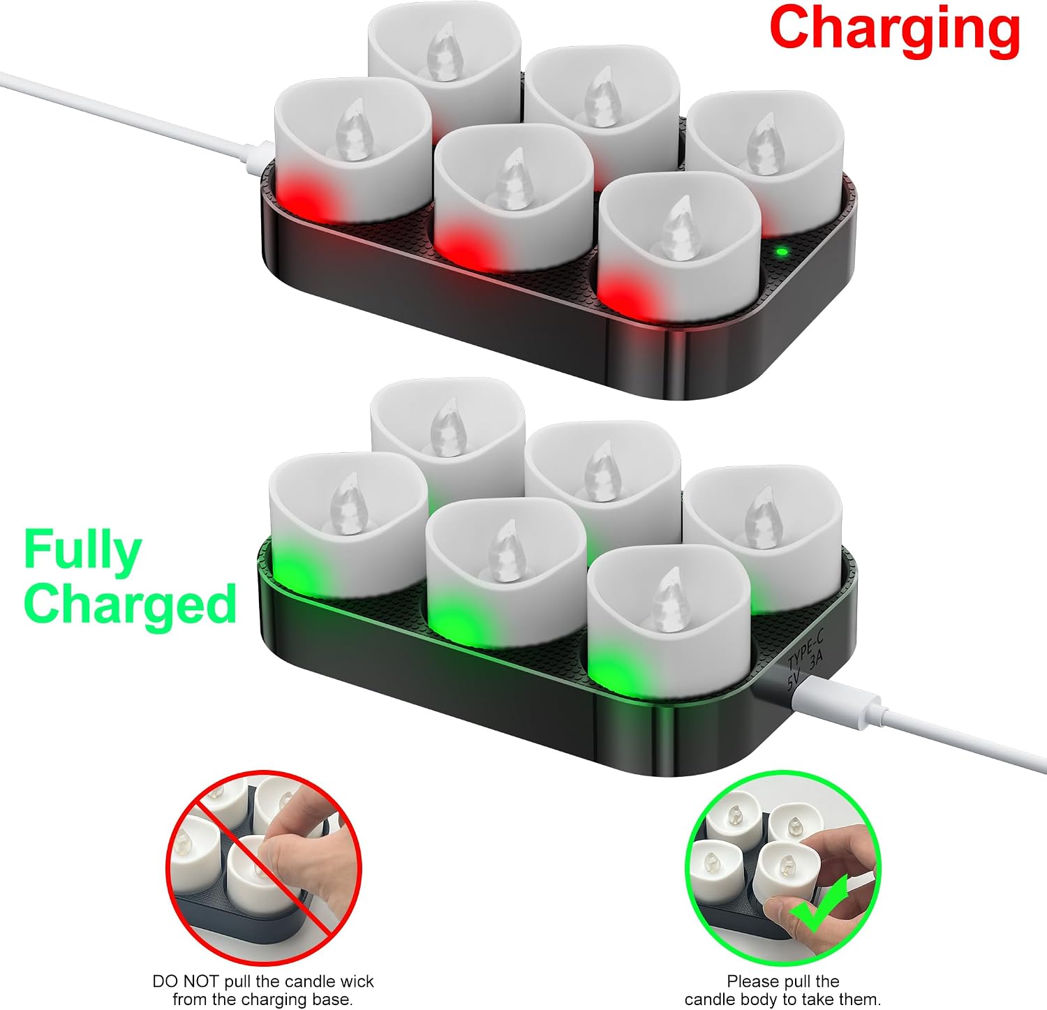 Thumbnail 6 de daphomeu LZ020-3 oplaadbare led-theelichtjes, 6 stuks met timer
