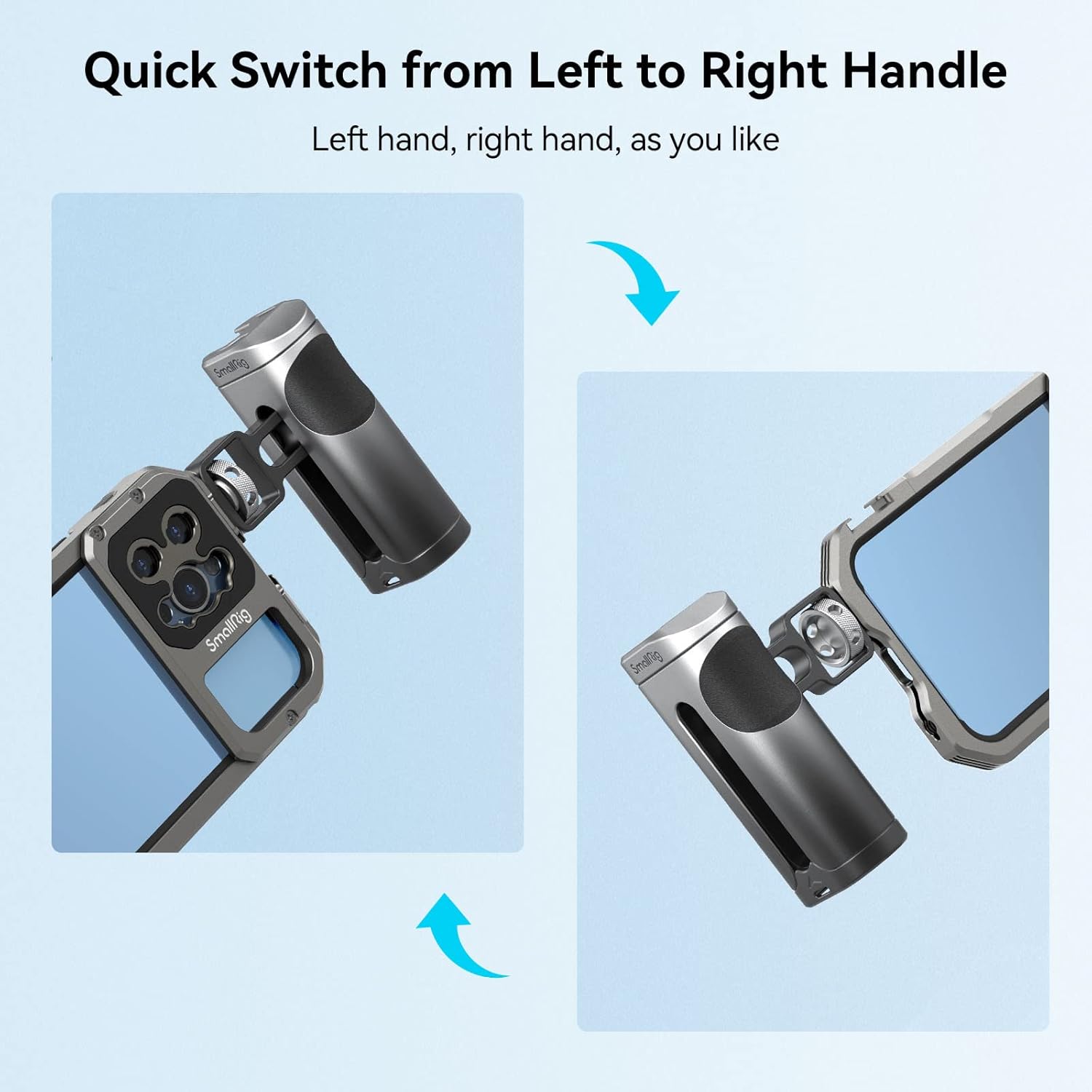 Detalle de SMALLRIG Mini Side Handle for Phone Cage (3894): Up/Down Adjustable, 1/4''-20 Threads & Cold Shoe
