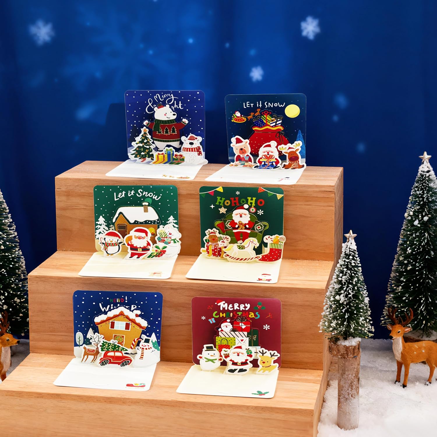 Thumbnail 5 de Xcdhemde Set di 6 Biglietti d'Auguri di Natale 3D Pop-up con Buste e Adesivi – Regalo originale per bambini e famiglia