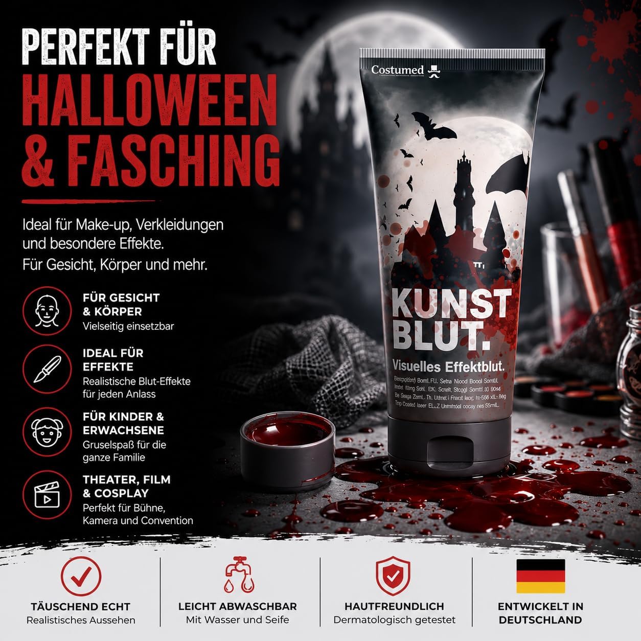 Detalle de Costumed TK39331 flytande fejkblod, 50 ml för smink och utklädnad