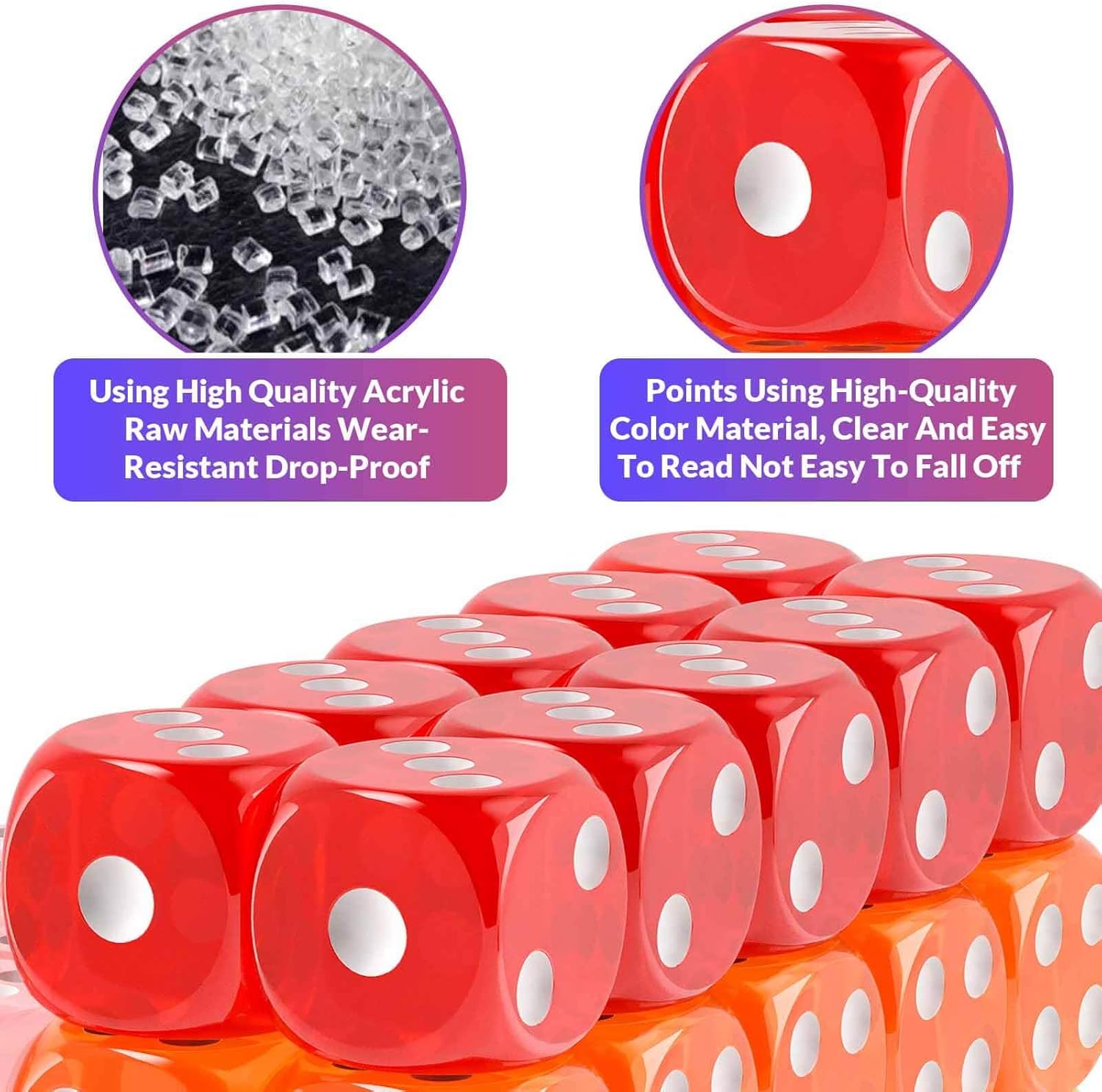 Detalle 2 de Rerdeim 110-Piece Colored Dice Set (6-Sided, 11 Colors) for Classroom, Games, and DIY