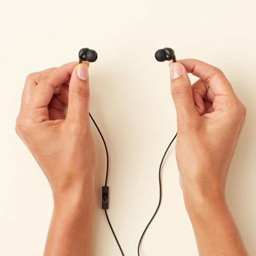 Detalle de Amazon Basics: Auriculares con cable intraurales con micrófono (paquete de 2)