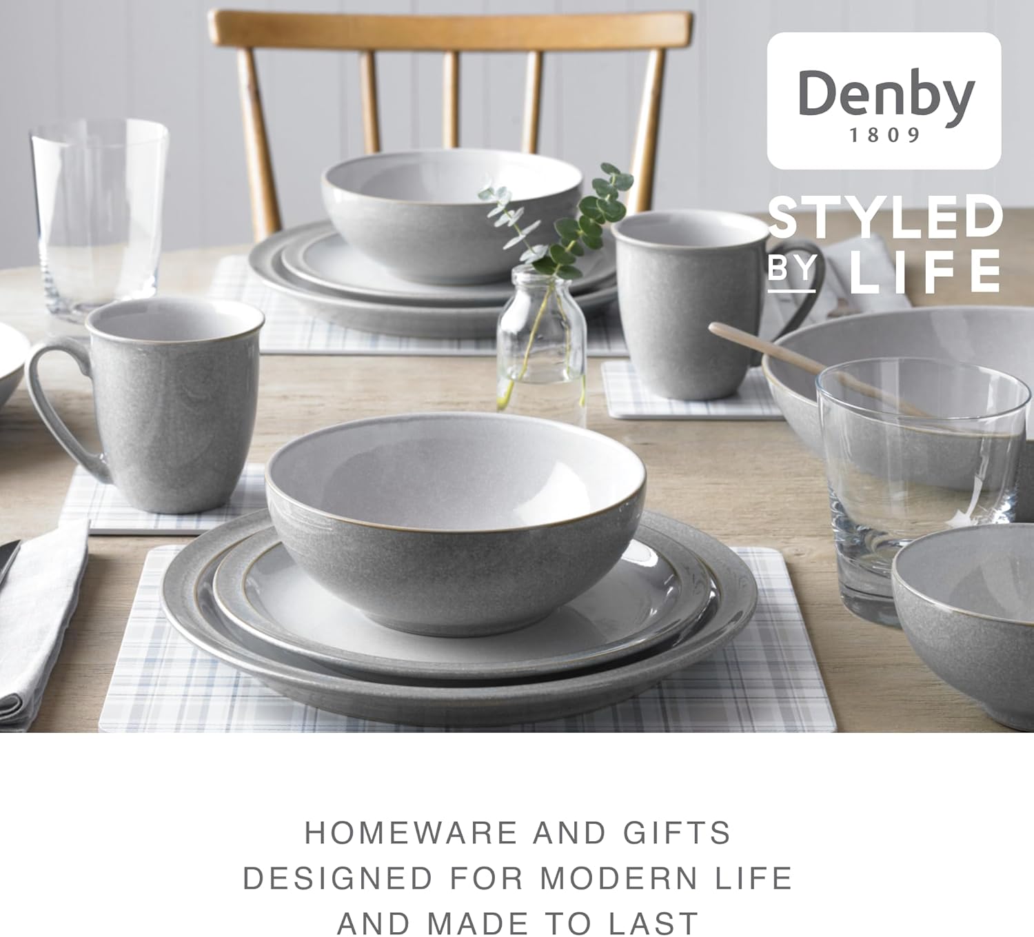 Thumbnail 3 de Denby Elements Light Grey Pasta Bowls 1050ml 🍽