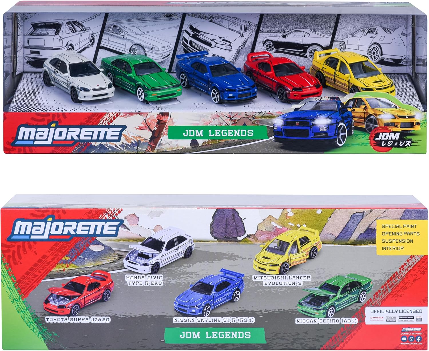 Thumbnail 6 de Majorette JDM Leyends Giftpack: 5er-Set Metallautos im Maßstab 1:64 (Honda, Nissan, Toyota, Mitsubishi)