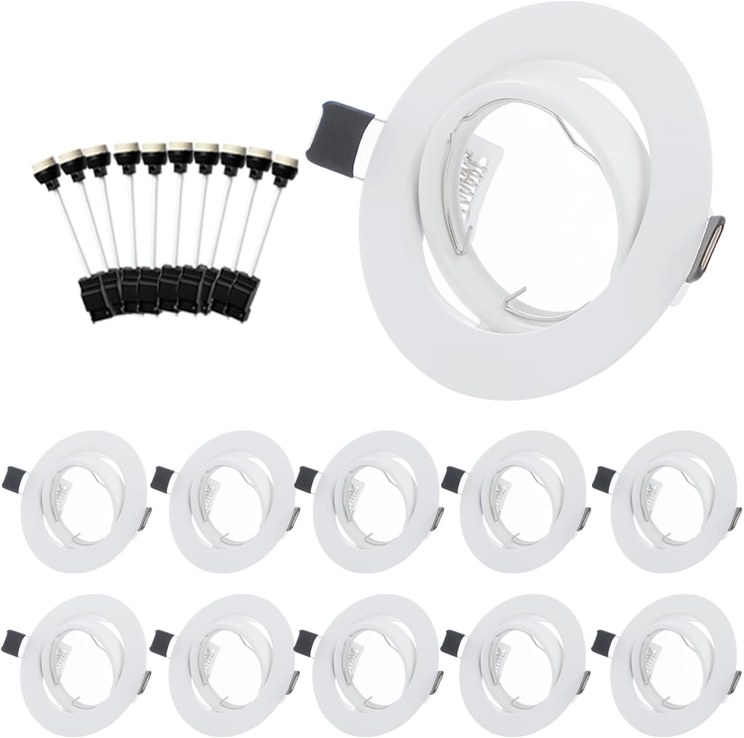 Detalle de Bojim B092VB321H GU10-inbouwspots, draaibaar en rond, wit, set van 10