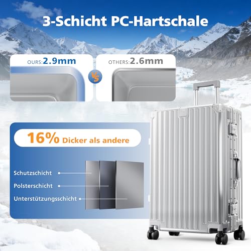 Detalle de ALPHA CAMP Valise rigide 65 L en polycarbonate, cadre aluminium et serrure TSA