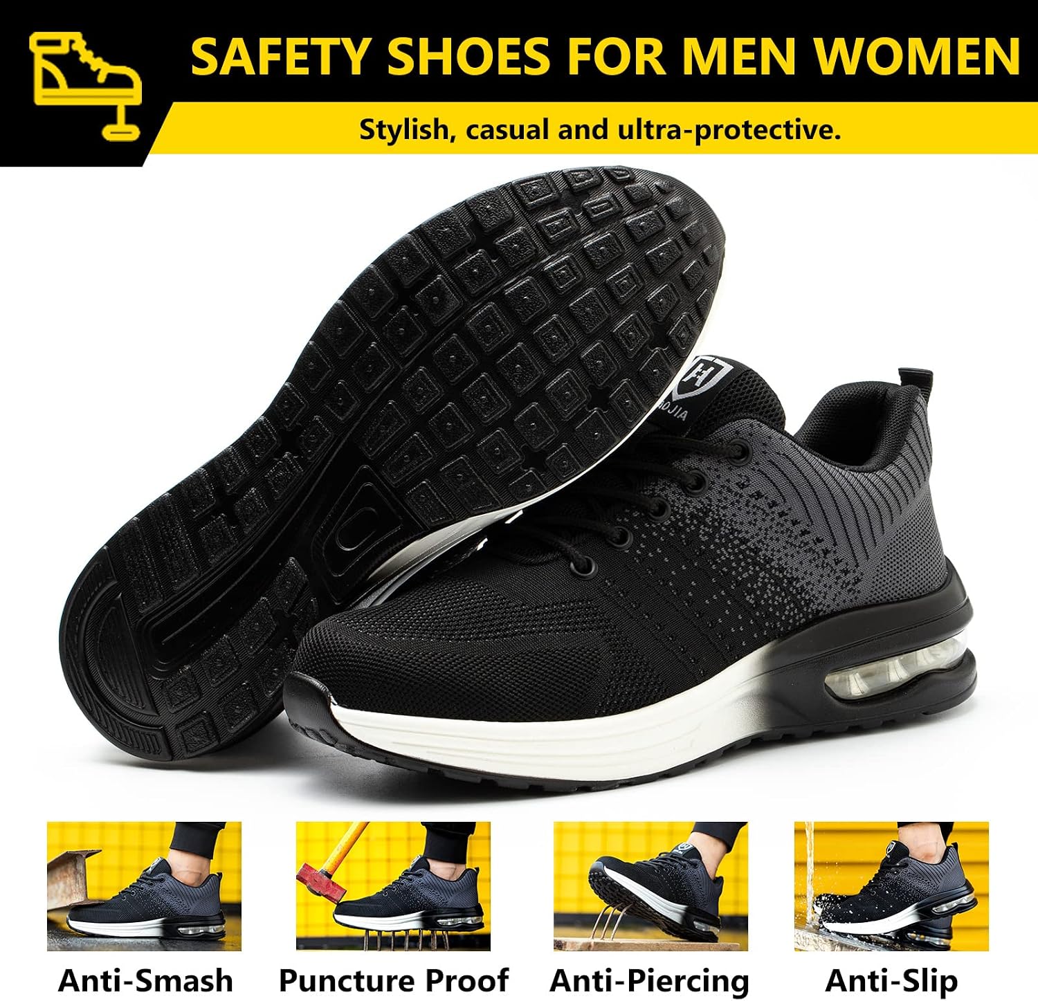 Detalle 2 de Baofular Safety Trainers with Steel Toe Cap, Non-Slip & Breathable Mesh (Lightweight Work Shoes)