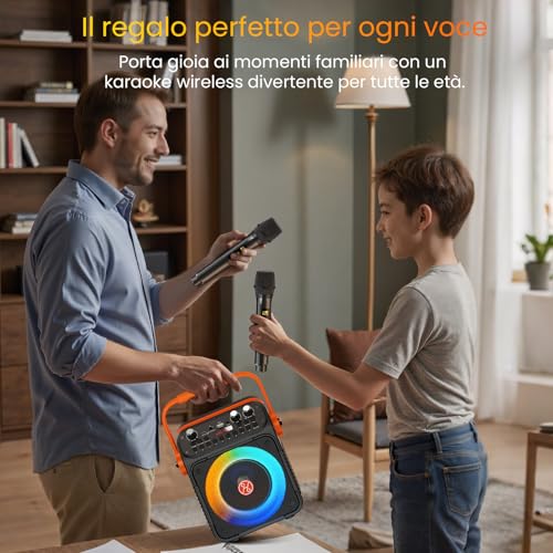 Thumbnail 7 de HWWR Karaoke con Microfono Wireless 2x 60W – Sistema PA portatile, Bluetooth 5.3, TWS, FM, USB/TF, LED RGB