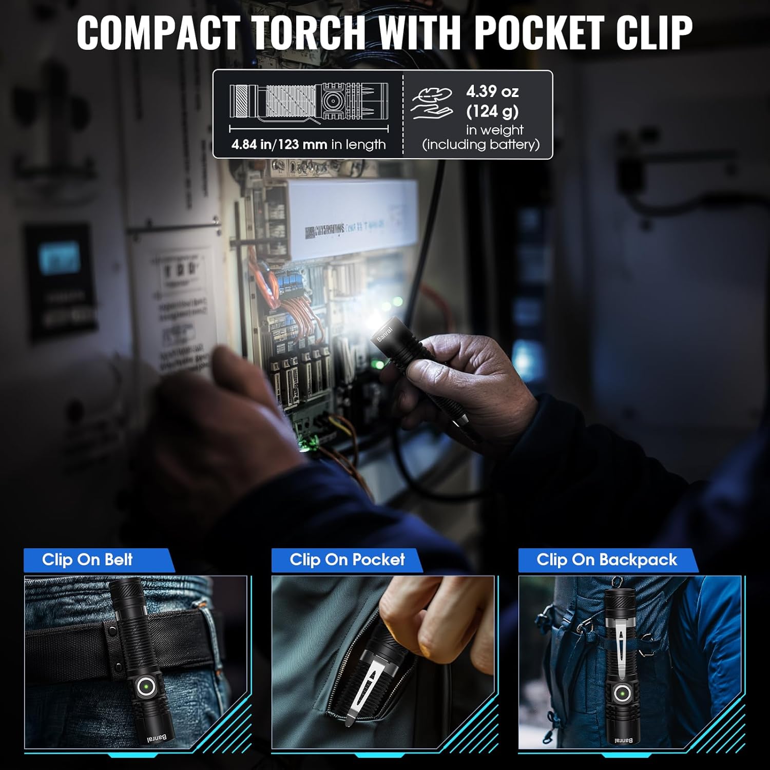 Thumbnail 1 de Banral K518 Rechargeable Tactical Torch: Compact USB-C LED Flashlight