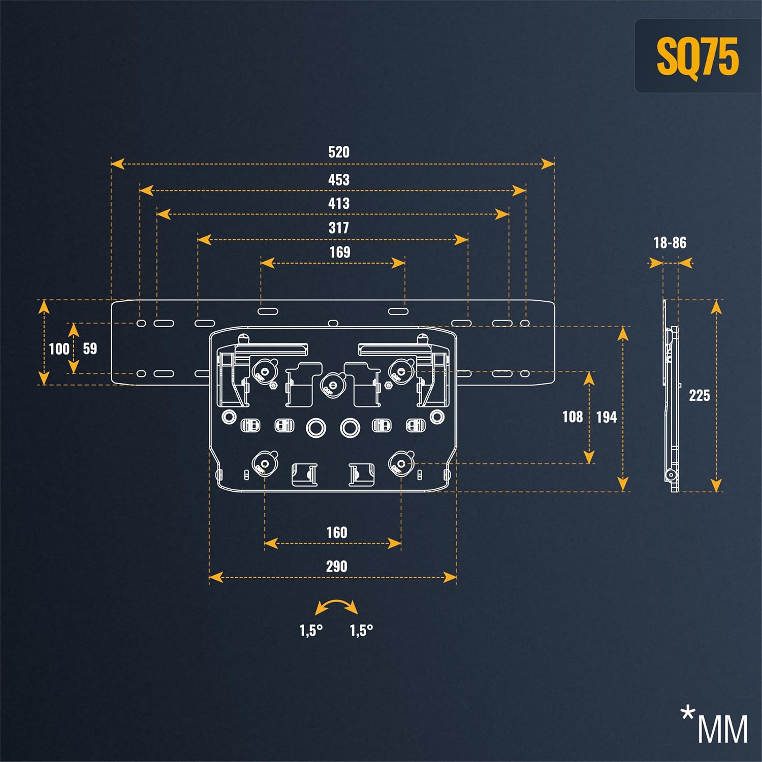 Thumbnail 6 de Support mural RICOO pour TV SQ75 Samsung Q7/Q8/Q9 – fixation fine et inclinable, 75 pouces