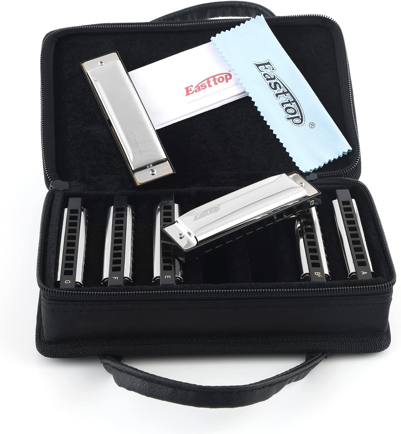 Thumbnail 1 de Easttop 7‑Harmonica Diatonic Set (A, Bb, C, D, E, F, G) – 10‑Hole Blues Harmonica Ensemble
