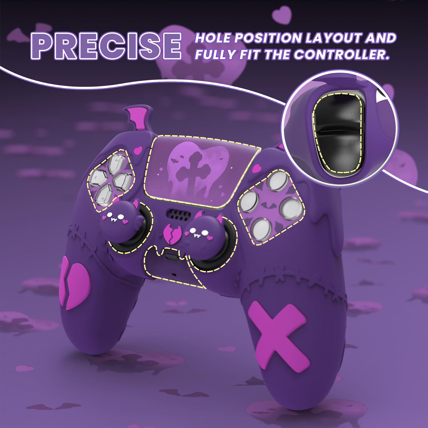 Thumbnail 5 de playvital PlayVital Gothic Imp Series silicone case for PS5 controller in Purple
