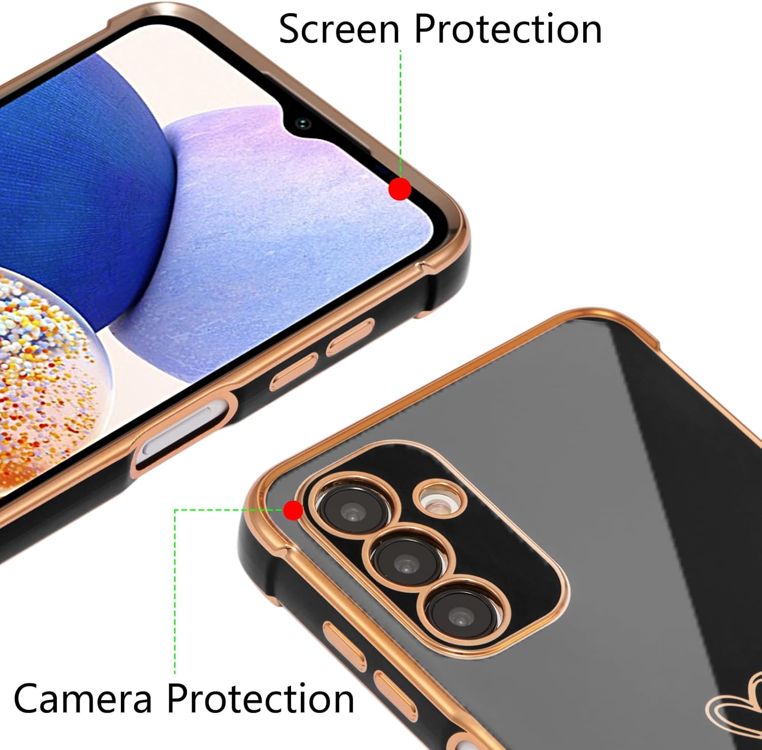 Thumbnail 1 de ZTOFERA Compatible case for Samsung Galaxy A25 5G (6.5-inch) – soft silicone love-heart bumper cover (black)