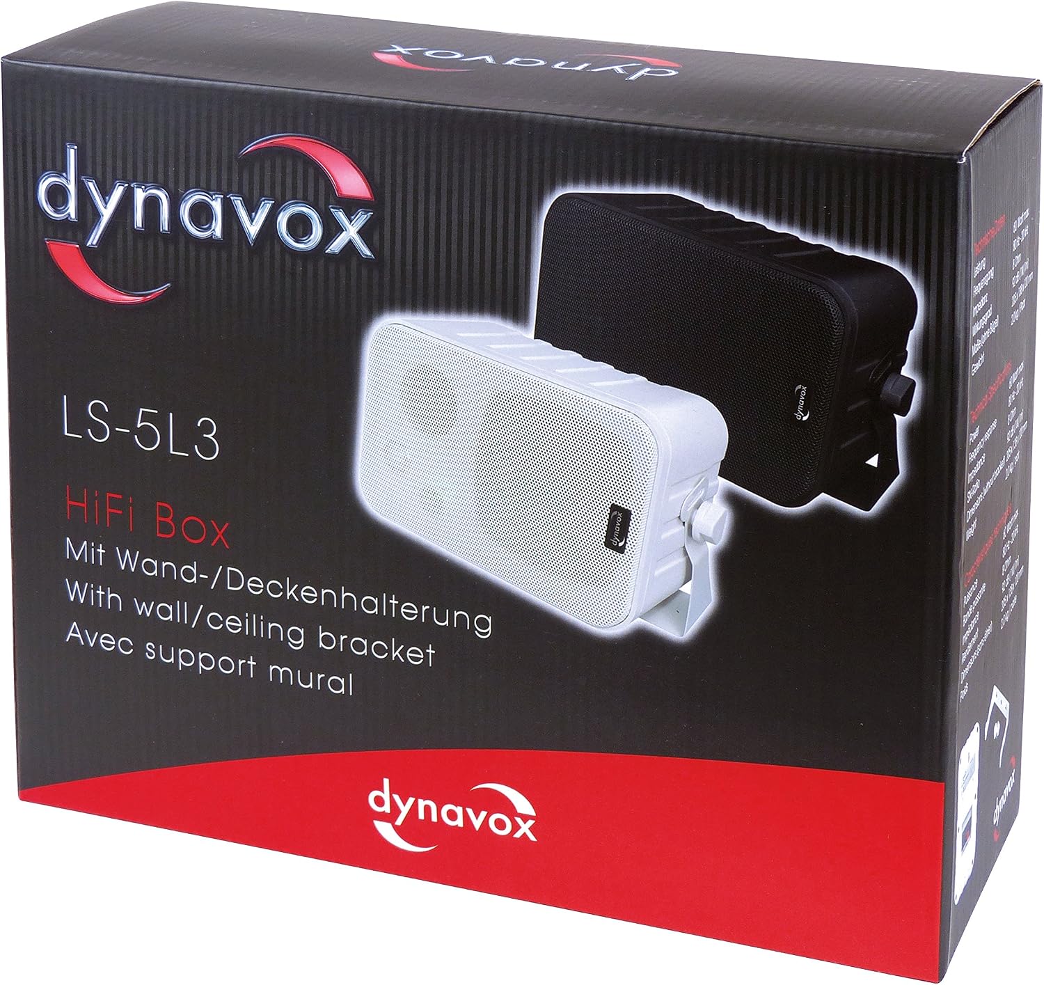 Detalle de Dynavox MB3 – białe, trójdrożne głośniki satelitarne 60 W z uchwytem