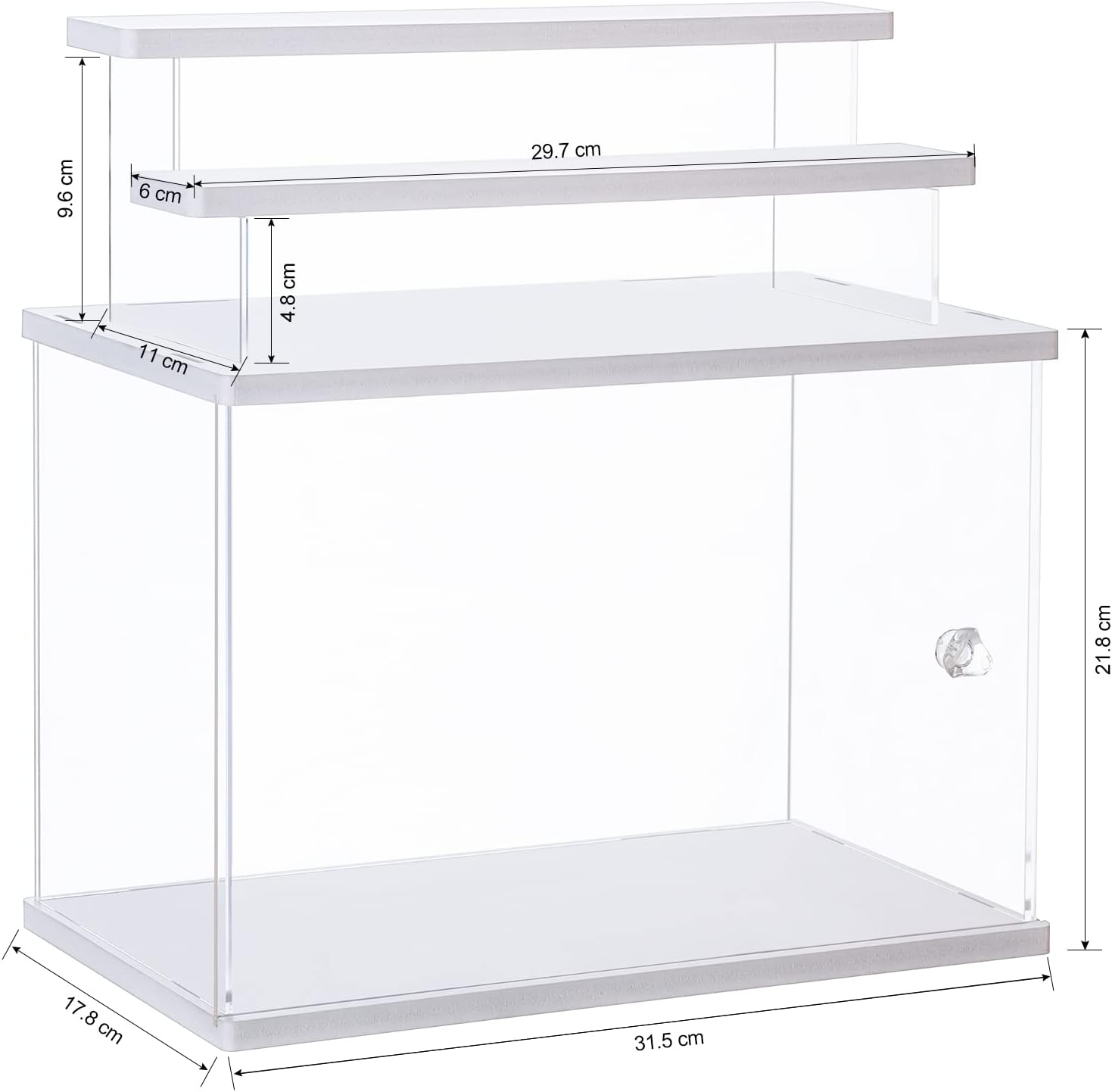Detalle de FHMIDIC Acryl Vitrine: Transparente Schaubox mit 2 Leiterregalen für Sammlerstücke