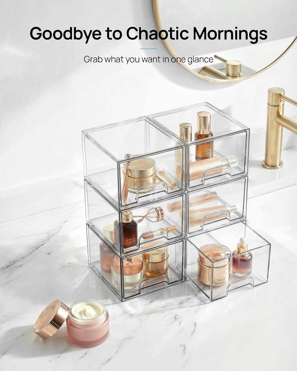 Thumbnail 2 de Vtopmart 2er-Set Kleine Schubladen Organizer – Transparente Bad-Organizer mit rutschfesten Unterlagen