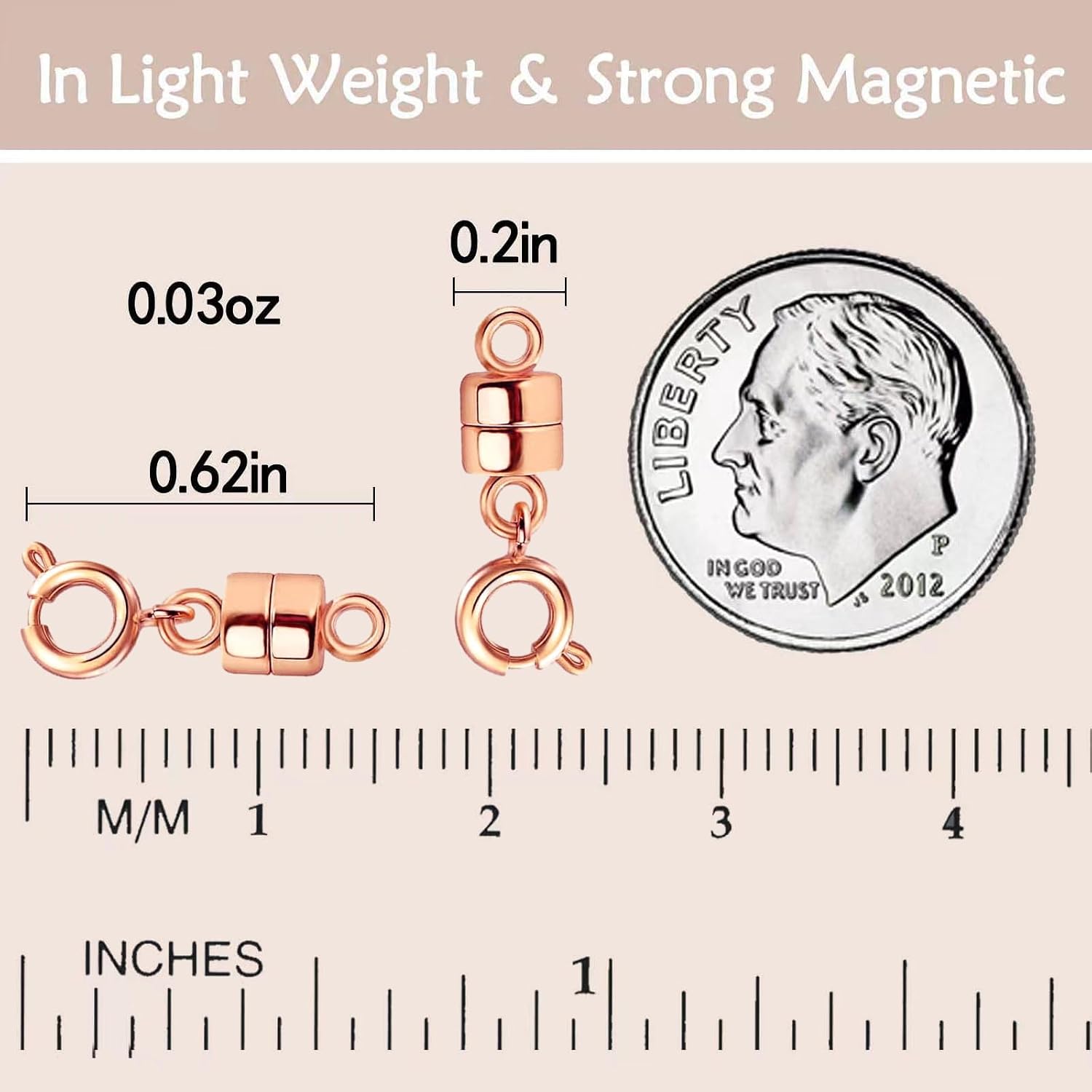 Detalle de OHINGLT 01 Magnetic Jewelry Clasps, Silver and Rose Gold, 5mm