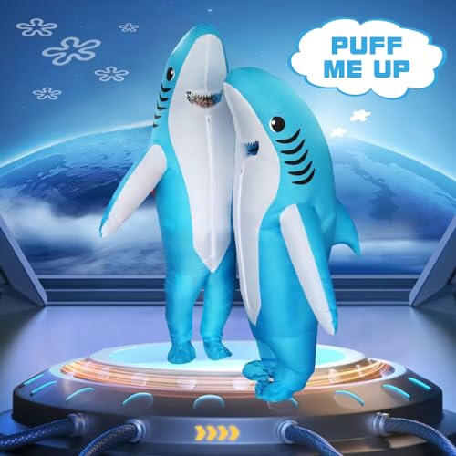 Thumbnail 2 de FXICH Inflatable Shark Costume for Adults, Blue 190T Waterproof Polyester