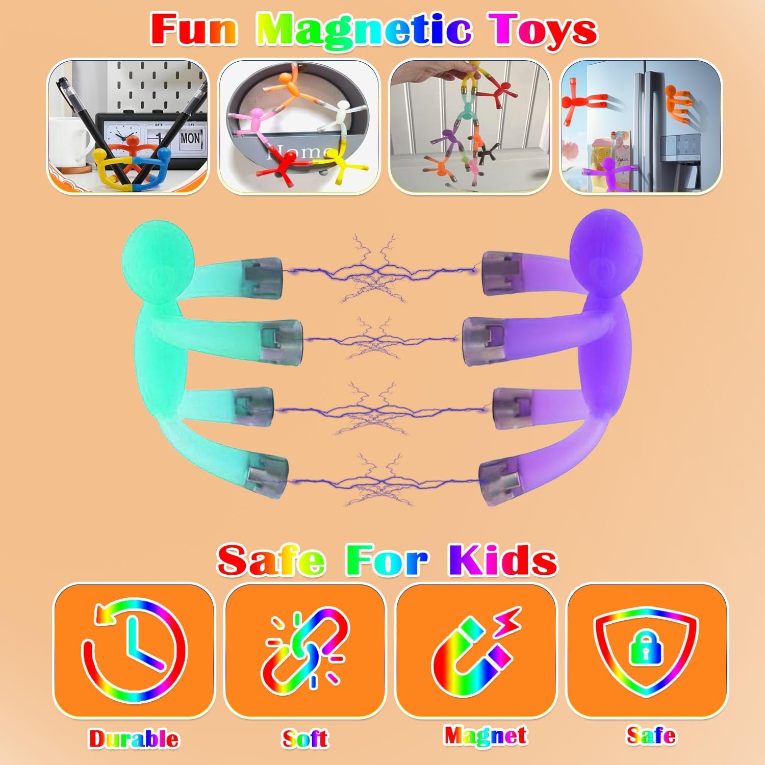 Detalle 2 de JRD&BS WINL Mini magnetische Figuren – 10 Gummi-Magnet-Spielzeugmännchen für Kinder (transparent)