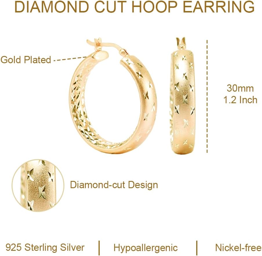 Thumbnail 3 de LeCalla Sterling Silber Creolen Diamantschliff 30 mm