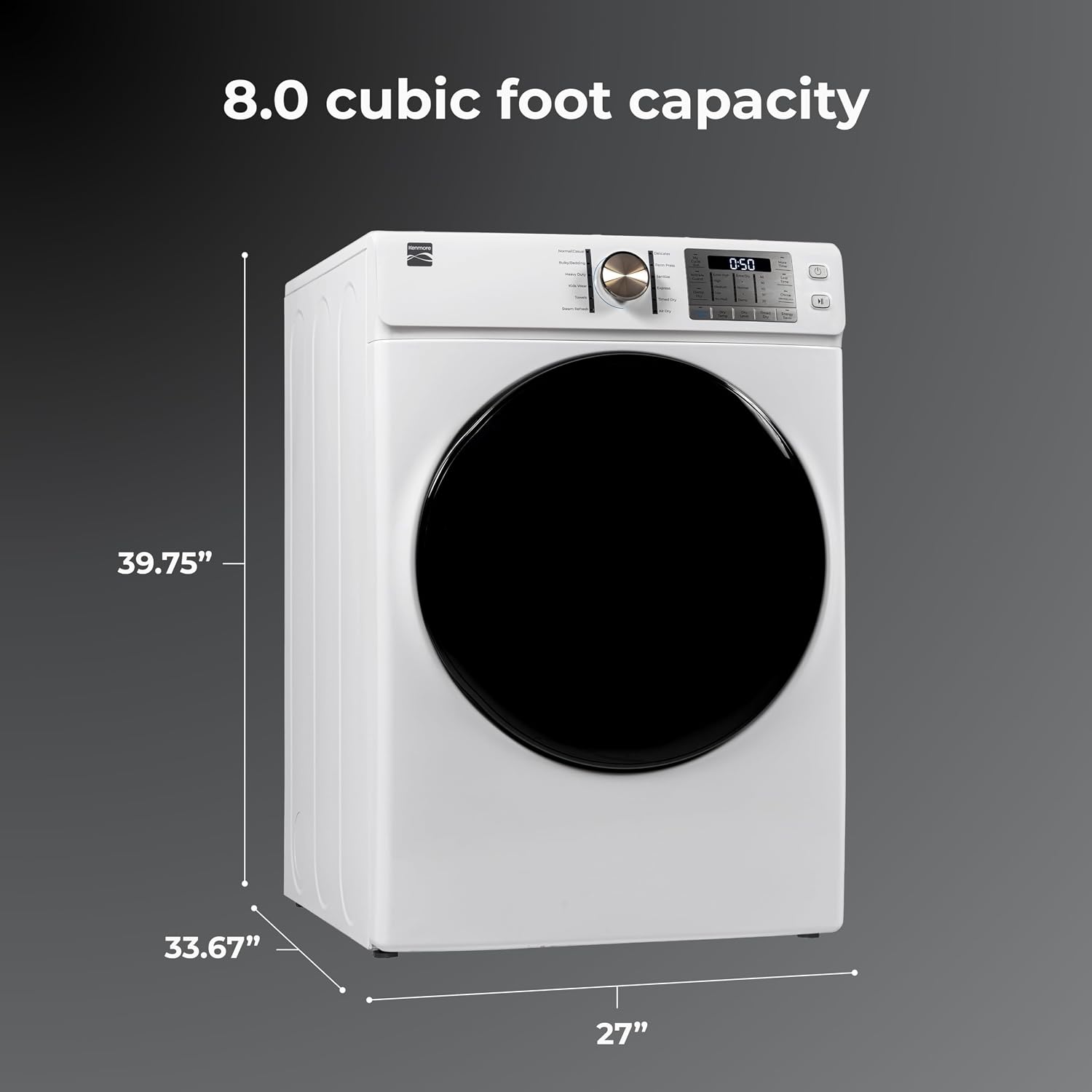 Detalle 2 de Kenmore 2682272 8.0 cu. ft. Front-Load Electric Dryer with Accela Steam