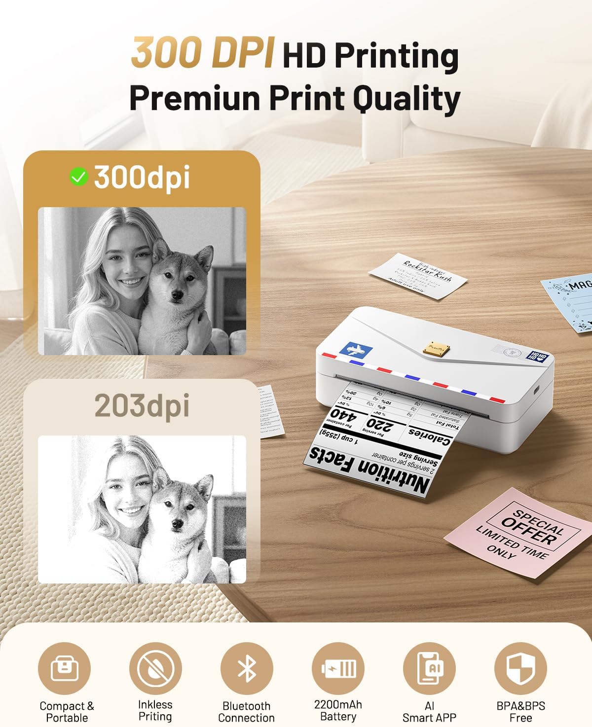 Thumbnail 2 de Phomemo M04AS mini stampante termica portatile Bluetooth da 110 mm (300 dpi)