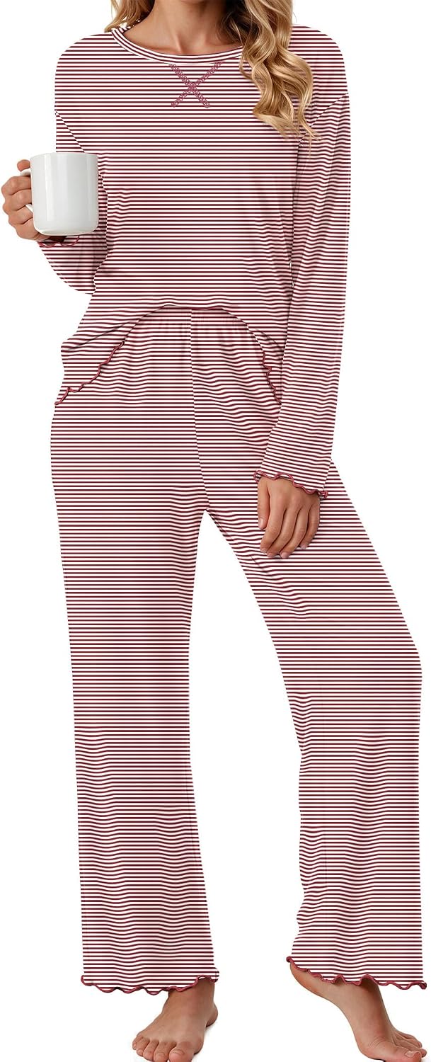 Detalle de Ekouaer Women's Pajama Set, Long Sleeve
