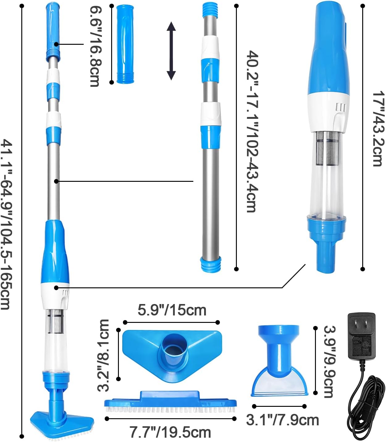 Thumbnail 6 de PoolyPoly 1814 accu zwembadstofzuiger, 3-in-1 met telescoopstang