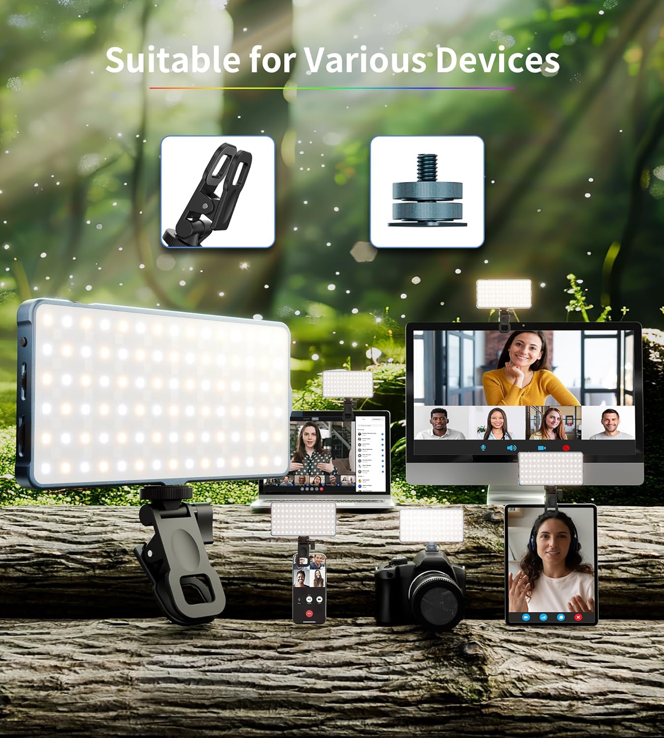 Thumbnail 6 de Selfie Camera Phone Light with Metal Hotshoe & Clip (135 LED, CRI 96+, 2500K–9900K) for iPhone, TikTok Live & Video Calls