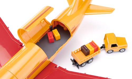 Detalle de SIKU 1702 DHL Avion cargo – Modèle réduit avec chariot et accessoires