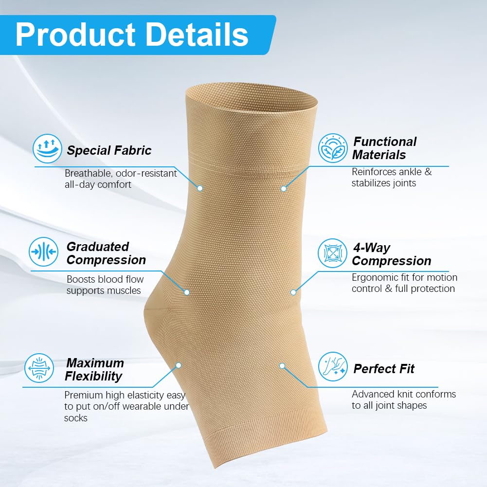 Detalle de Beugo 5860121 enkelsteunsokken XL, 2 paar in nude met ademend mesh