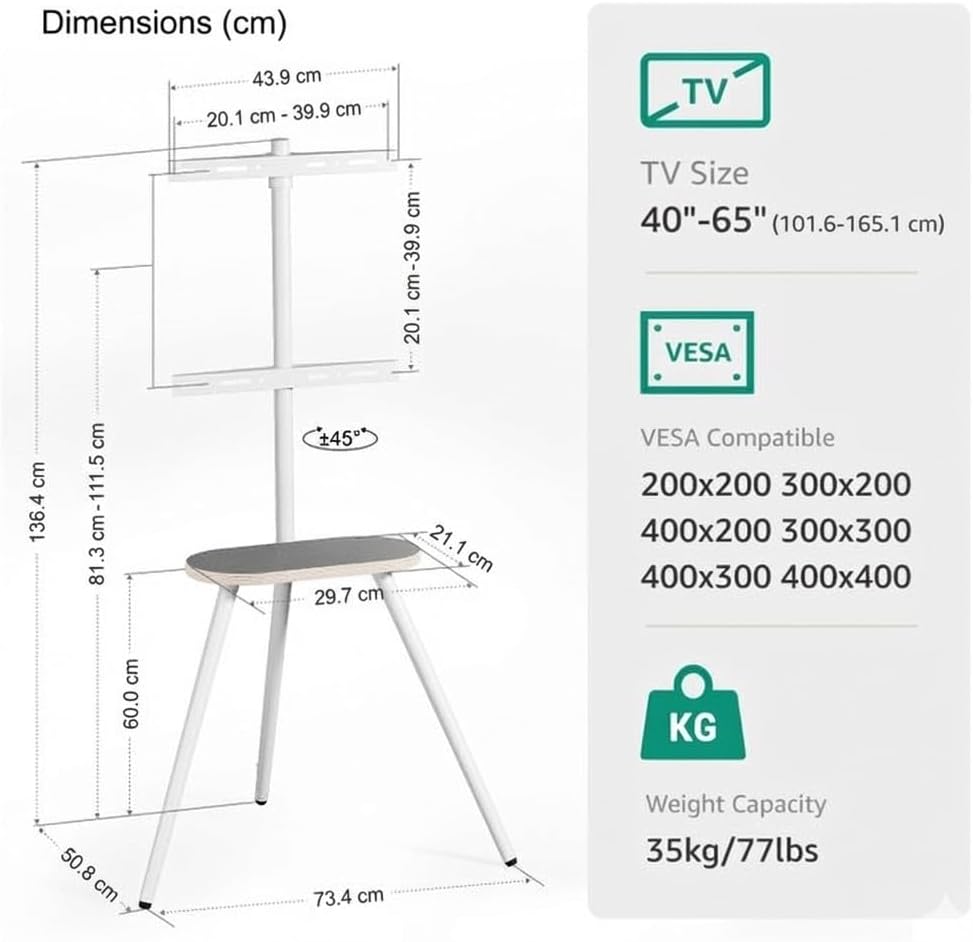 Thumbnail 6 de ECOTINY Easel TV-Ständer: Höhenverstellbar, schwenkbar und stilvoll für 43–65 Zoll