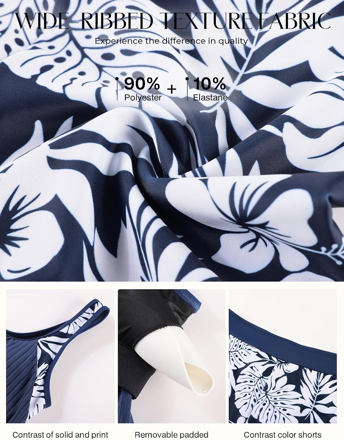 Thumbnail 2 de Hanna Nikole ensemble tankini sportif 2 pièces : haut rembourré et short, motif floral