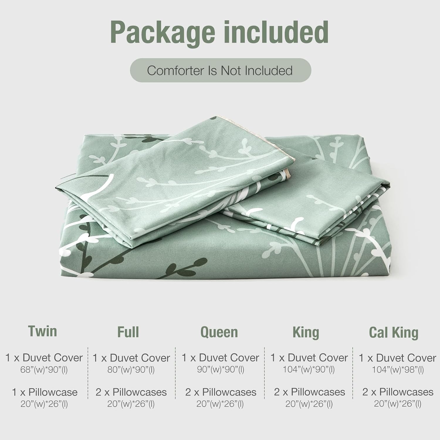 Thumbnail 4 de Tokokimo Green King Size Duvet Cover Set 230x220 cm