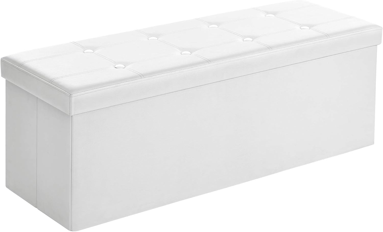 Detalle de SONGMICS LSF702 Cassapanca contenitore 120 L, pouf imbottito bianco