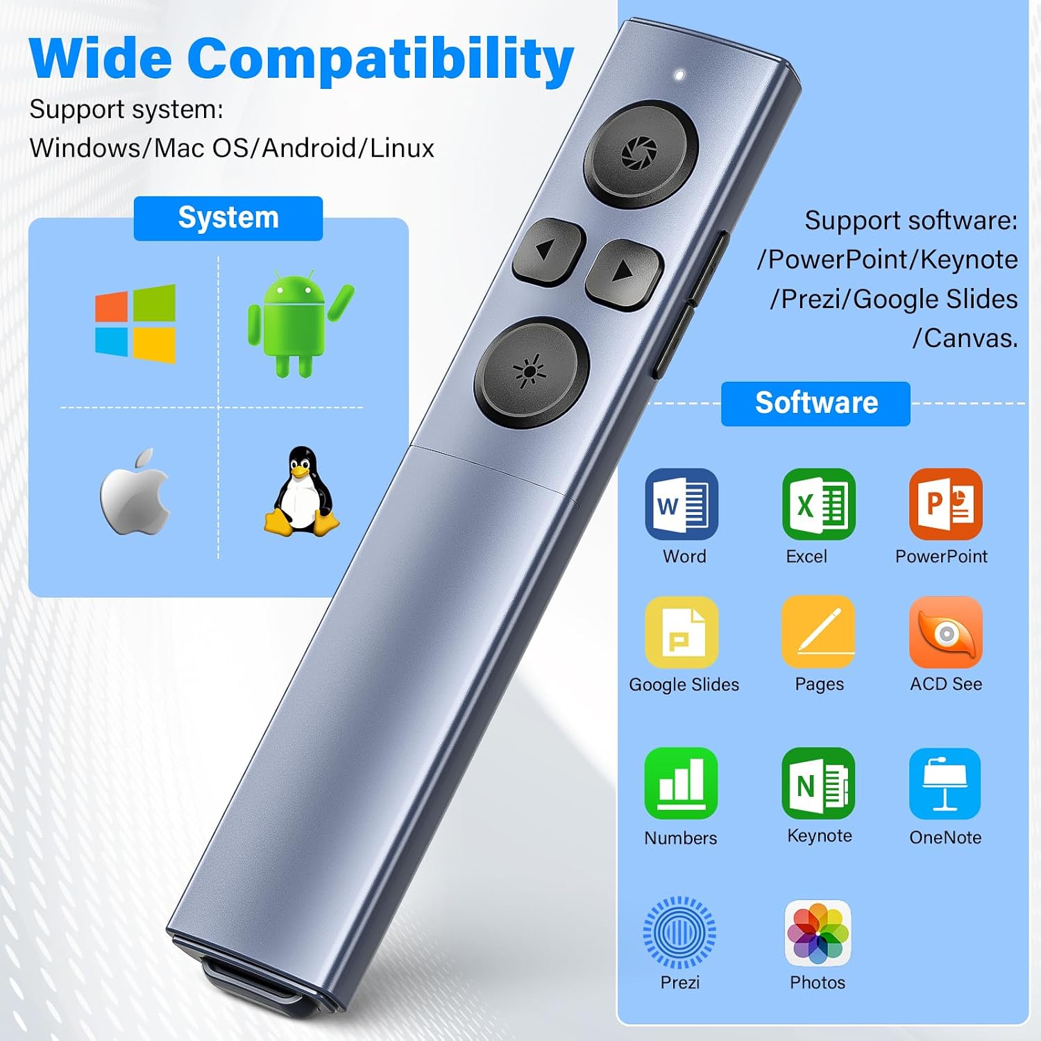 Thumbnail 5 de ZRZLMVP 2-in-1 USB Type-C Presentation Clicker (2.4GHz, rechargeable) for PowerPoint & Keynote