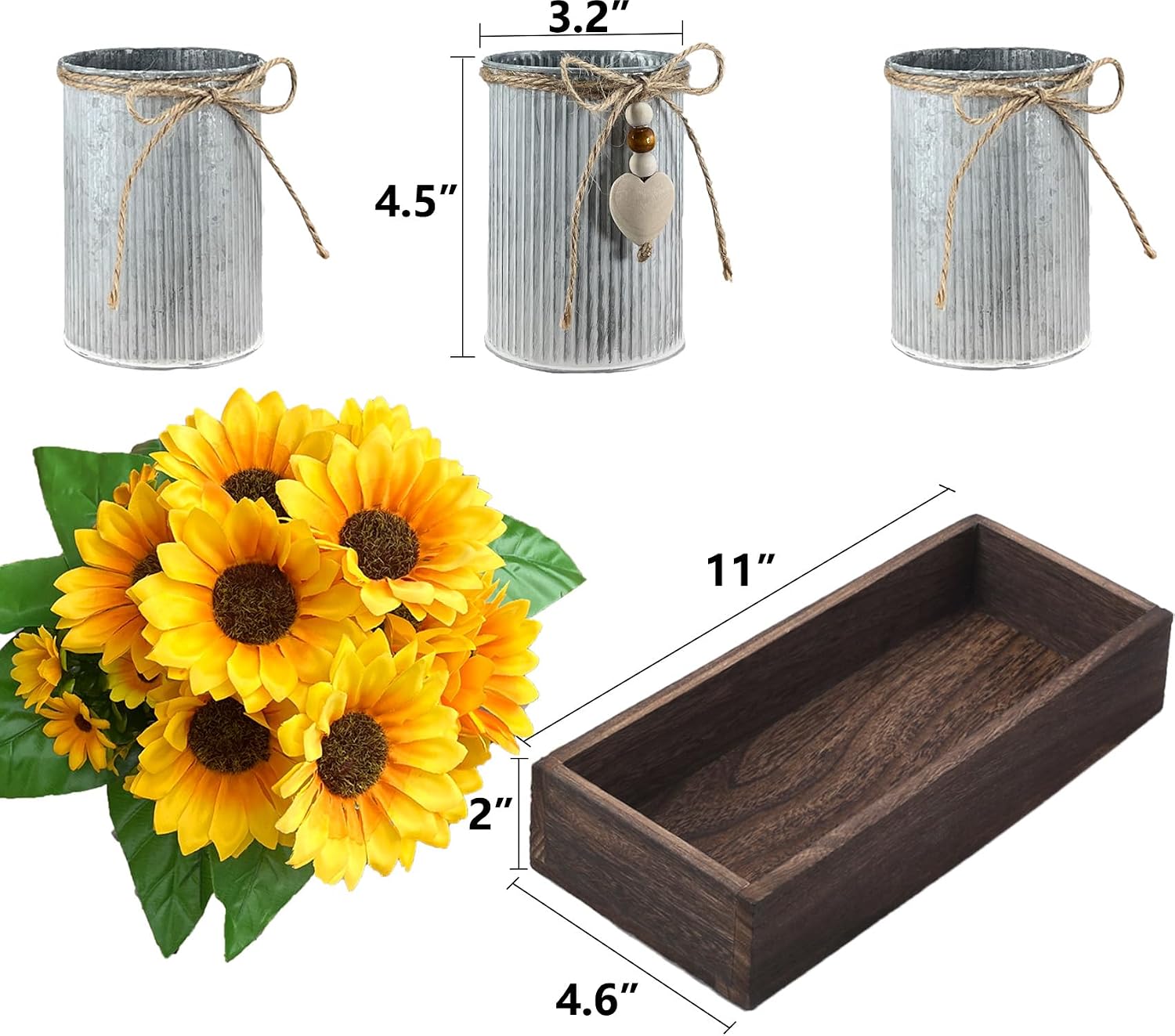 Detalle 1 de HEMYLU Artificial Sunflower Centerpiece Galvanized Metal