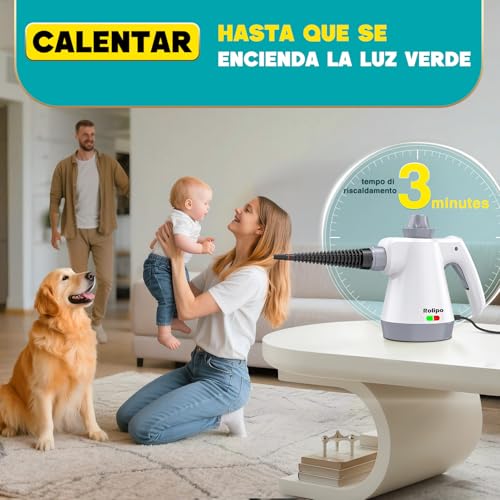 Thumbnail 6 de Rolipo Limpiador a vapor portátil a presión con 12 accesorios: limpieza eficiente sin productos químicos