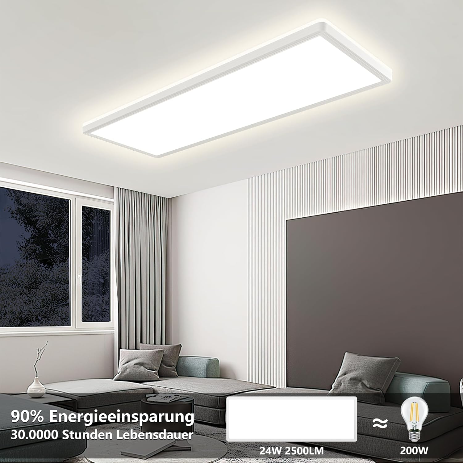 Detalle 2 de LED Deckenleuchte 24 W Panel 580x200 mm