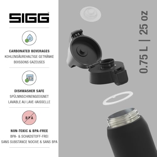 Detalle de SIGG Isolierte Trinkflasche Shield Therm One Black 0,75 L – BPA-frei, spülmaschinenfest und aus 90% recyceltem Edelstahl