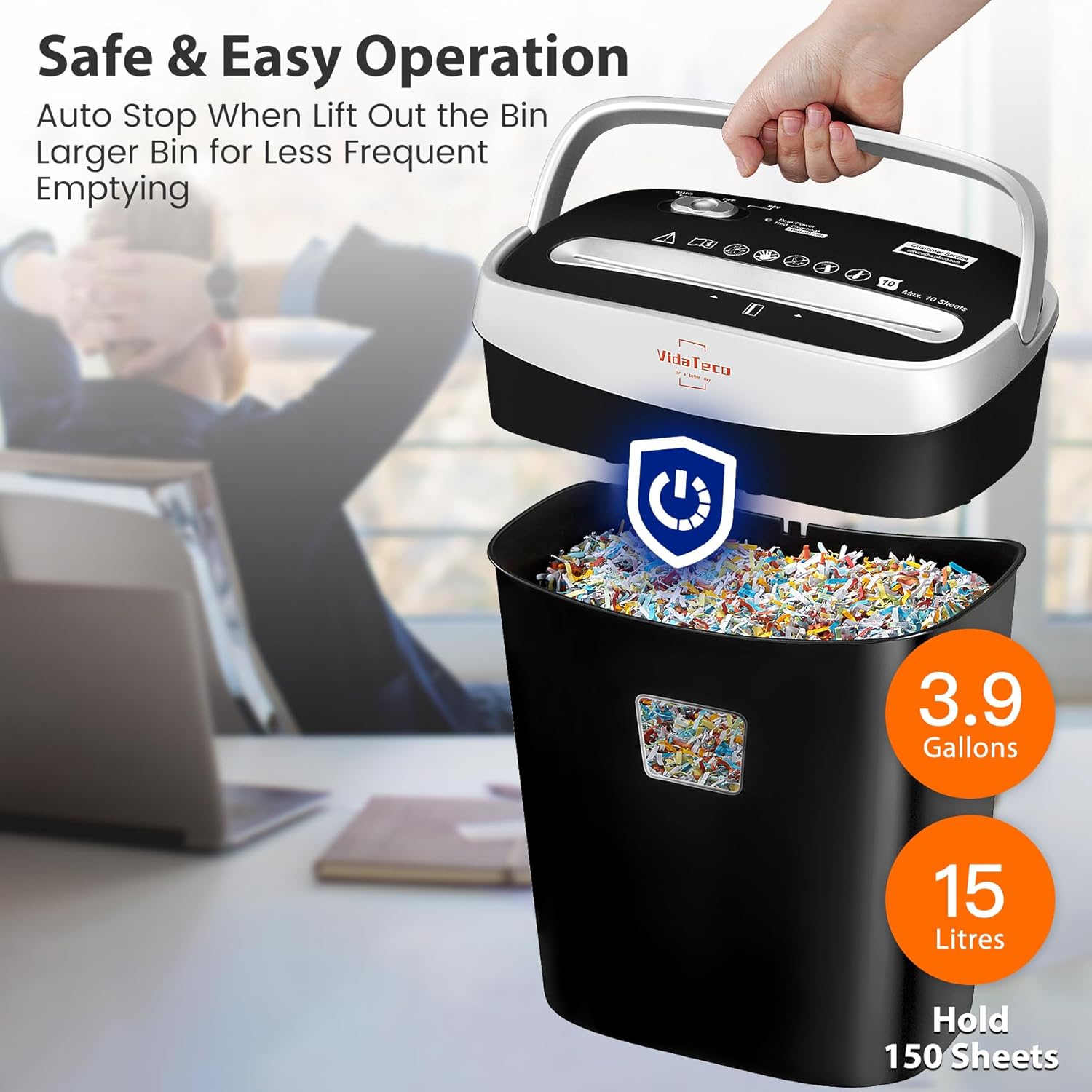 Thumbnail 1 de VidaTeco 10-Sheet Cross-Cut Shredder