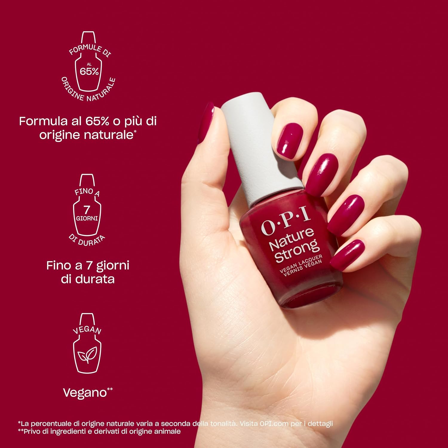 Thumbnail 1 de OPI Nature Strong smalto rosso vinaccia vegano Nature Strong, finish brillante (7 giorni) da 15 ml