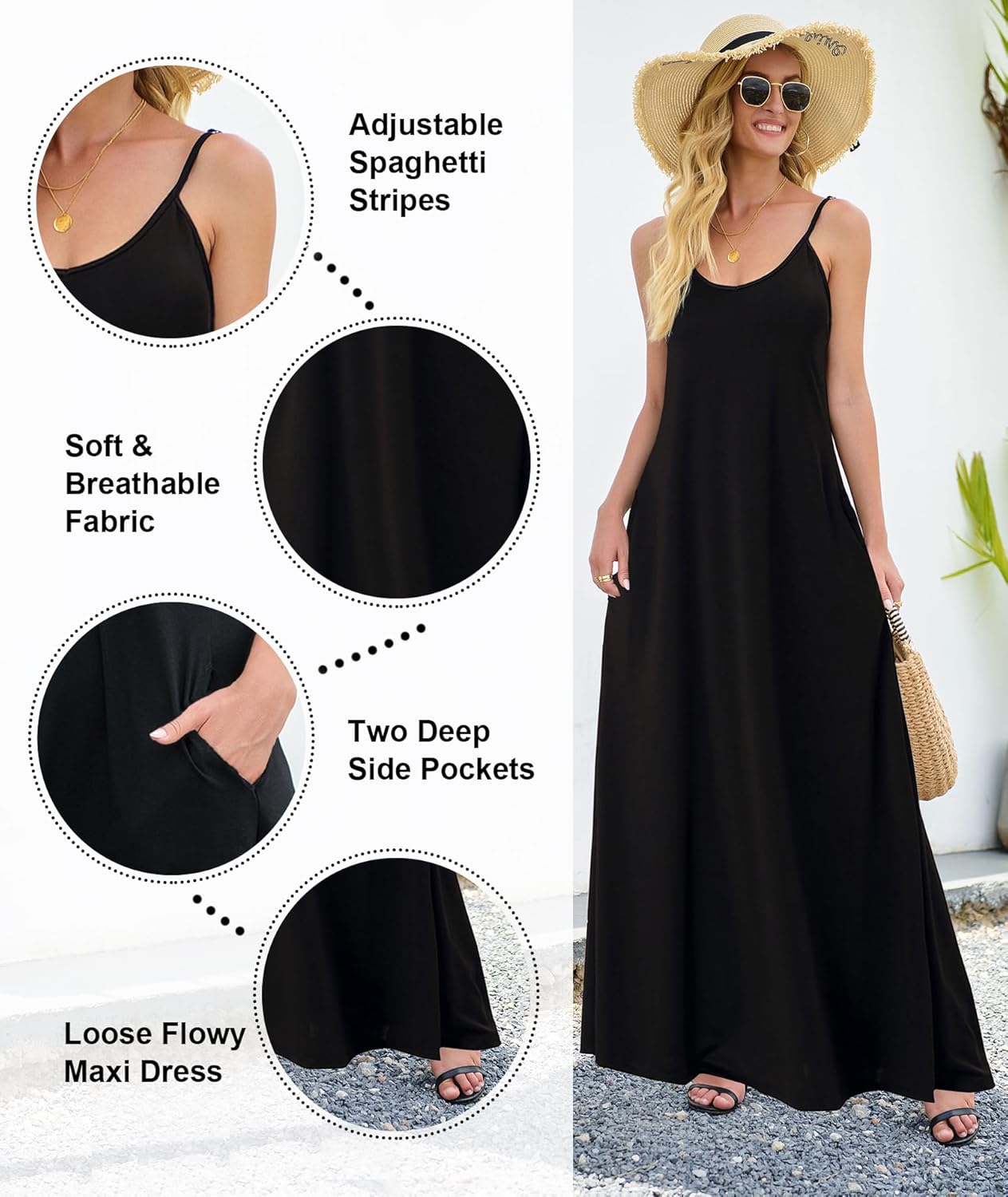 Detalle de Wolddress Womens Maxi Dress with Pockets (Plus Size, 2026)