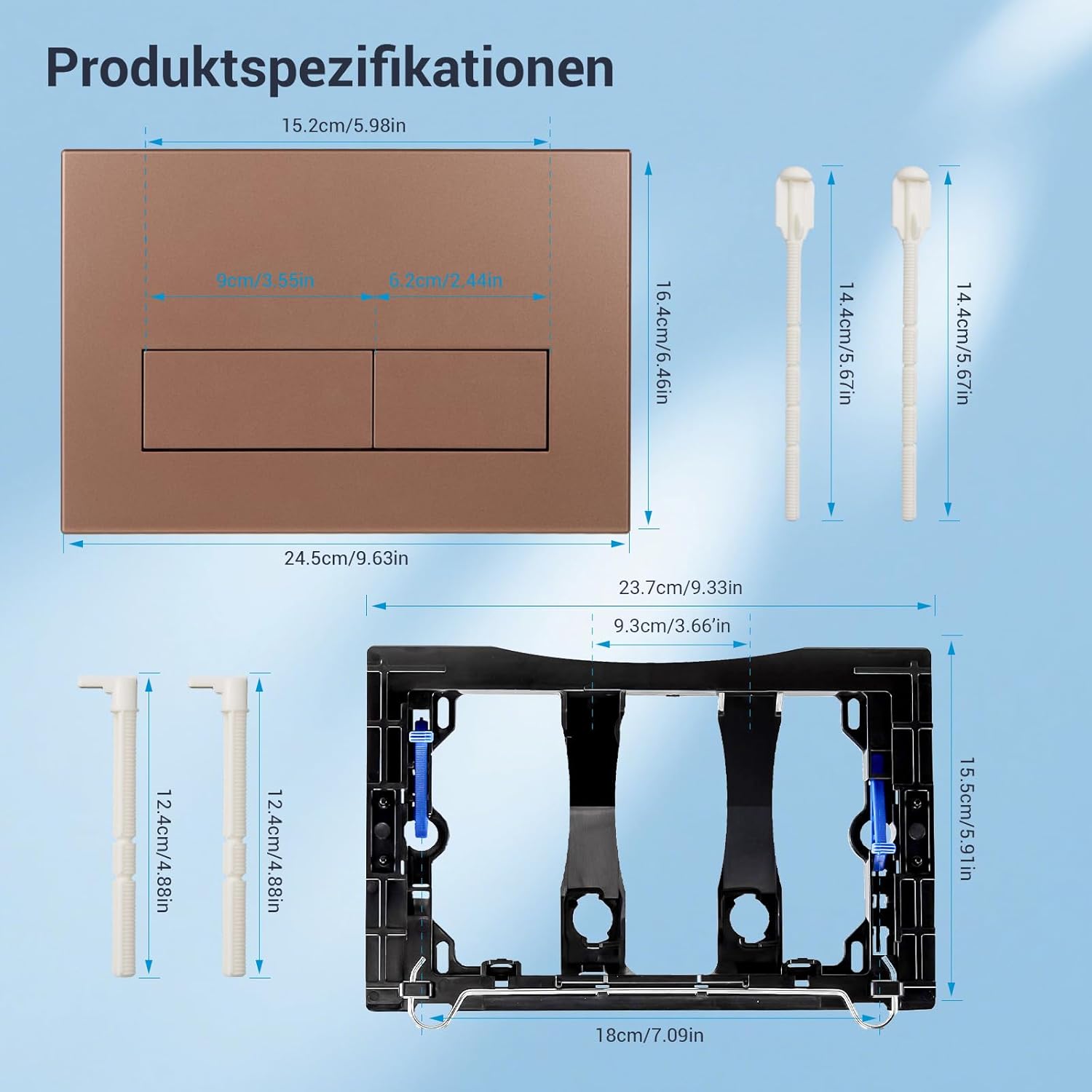 Thumbnail 3 de Mendorio WC Drückerplatte Bronze – kompatibel mit Geberit Sigma, UP300 & UP320 Serien, Doppelspülung