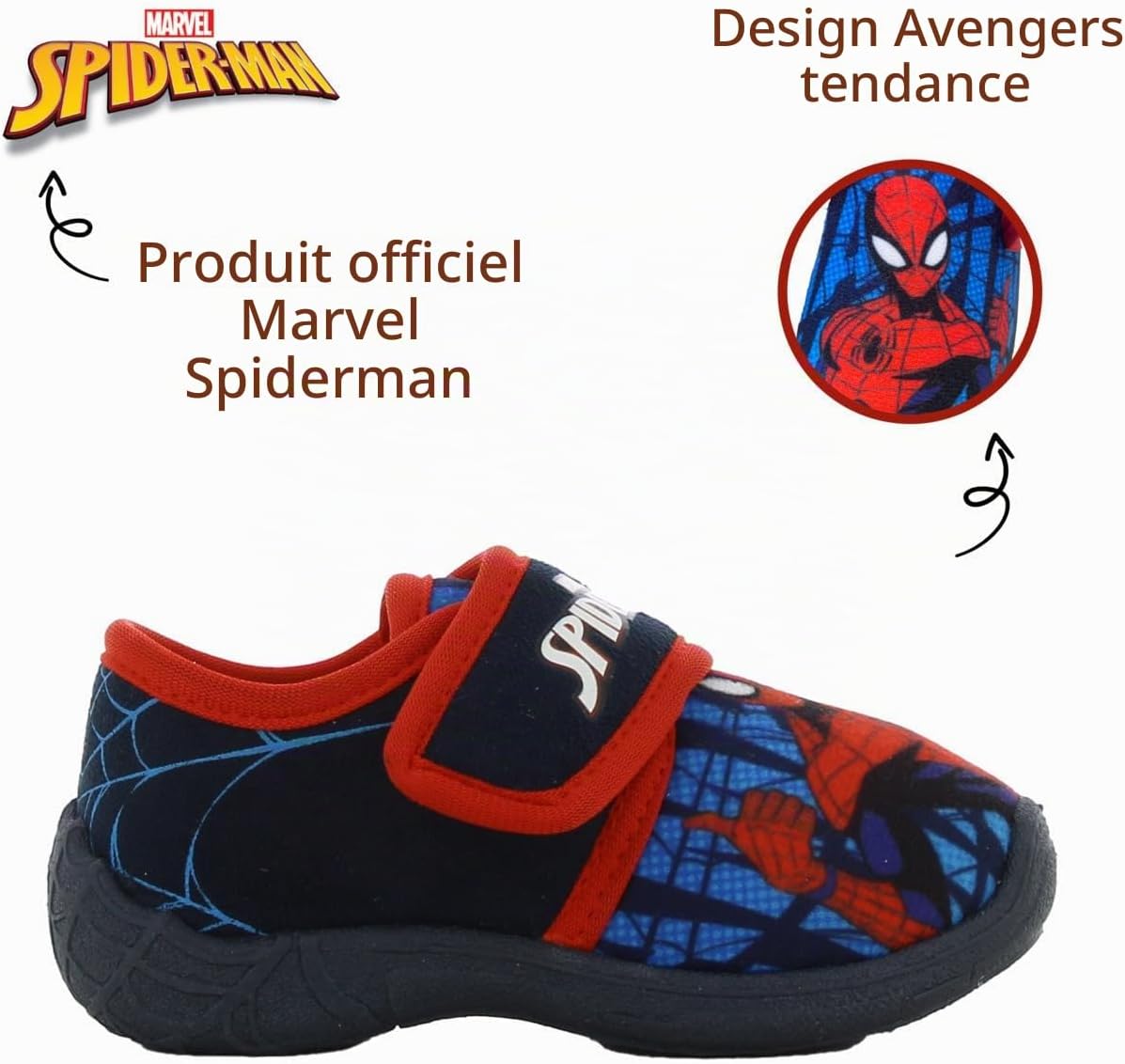 Detalle de Leomil Spiderman-pantoffels voor jongens met klittenband en EVA-zool